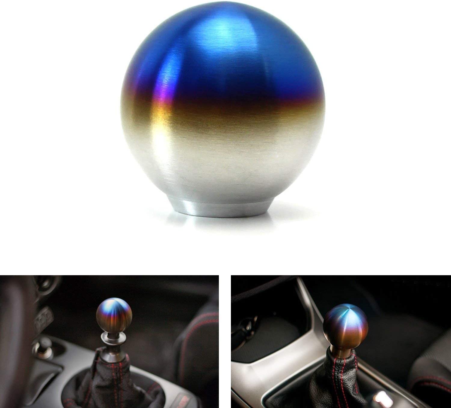 iJDMTOY Burnt Titanium Finish JDM Sphere Shift Knob Universal Fit Compatible With Most Car 4 5 6 Speed Manual or Automatic etc.