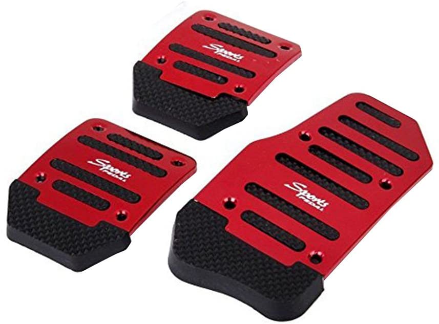 Vosarea Car Non Slip Gas Brake Treadle Clutch Pedal Cover Pad Manual Pedals 3pcs (Red)