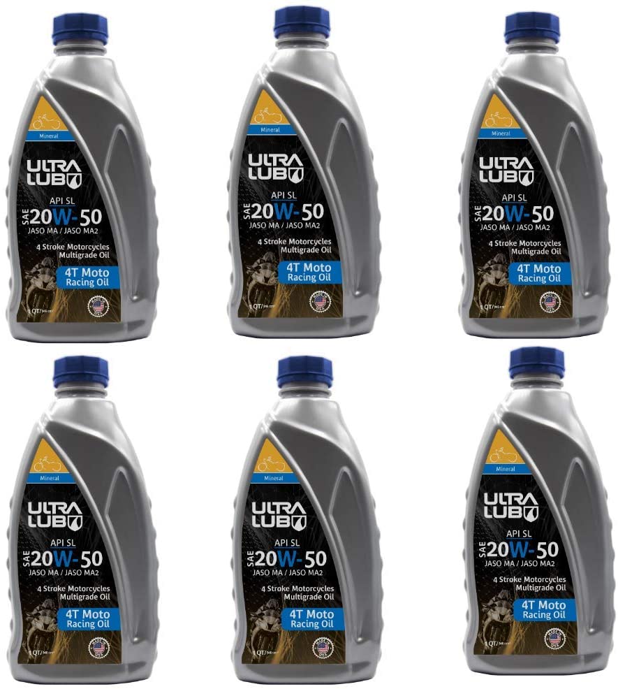 Ultra Lub Motorcycle Racing Oil SEA 20W-50 Mineral 1Q MA/MA2 4T (6-Pack)