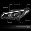 DNA MOTORING Black/Clear HL-OH-HSON15-BK-CL1 Factory Style Front Bumper Projector Headlight Lamp Set