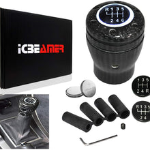 ICBEAMER Carbon Fiber Shift with Blue LED Light Knob 5 6 Speed Stick Manual Transmission Included 2 pcs CR2032 Battery
