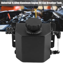 Ejoyous Car Modified 1L Alloy Aluminum Coolant Tank, Engine Oil Catch Can Breather Tank Bottle with Drain Plug Black