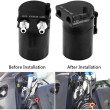 Oil Catch Tank, Universal Aluminum Car Engine Oil Reservoir Catch Can Breather Tank Kit(Black)