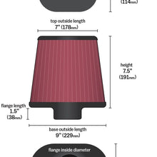 K&N Universal Clamp-On Air Filter: High Performance, Premium, Washable, Replacement Filter: Flange Diameter: 4 In, Filter Height: 7.5 In, Flange Length: 1.5 In, Shape: Oval Straight, RF-1040