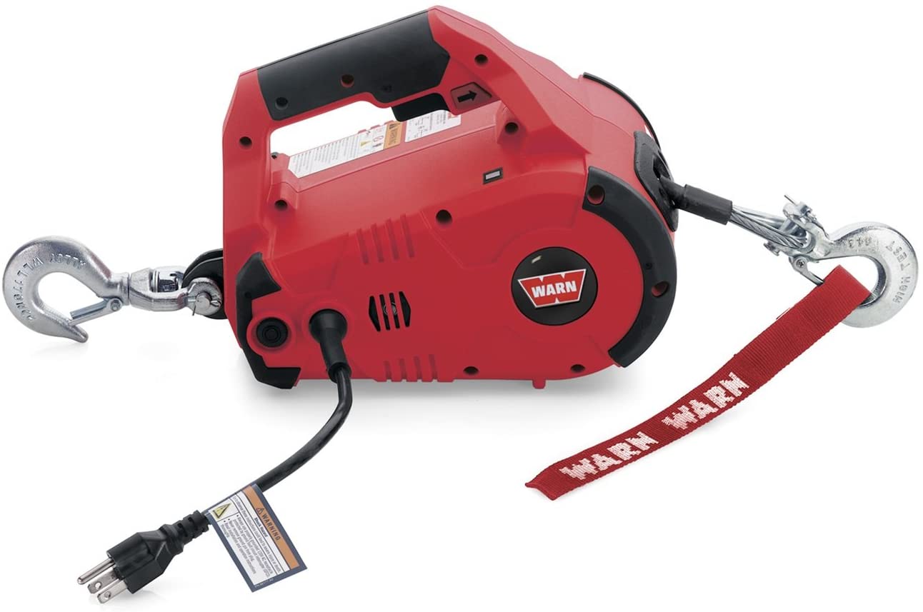 WARN 885000 PullzAll Corded 120V AC Portable Electric Winch with Steel Cable: 1/2 Ton (1,000 Lb) Pulling Capacity