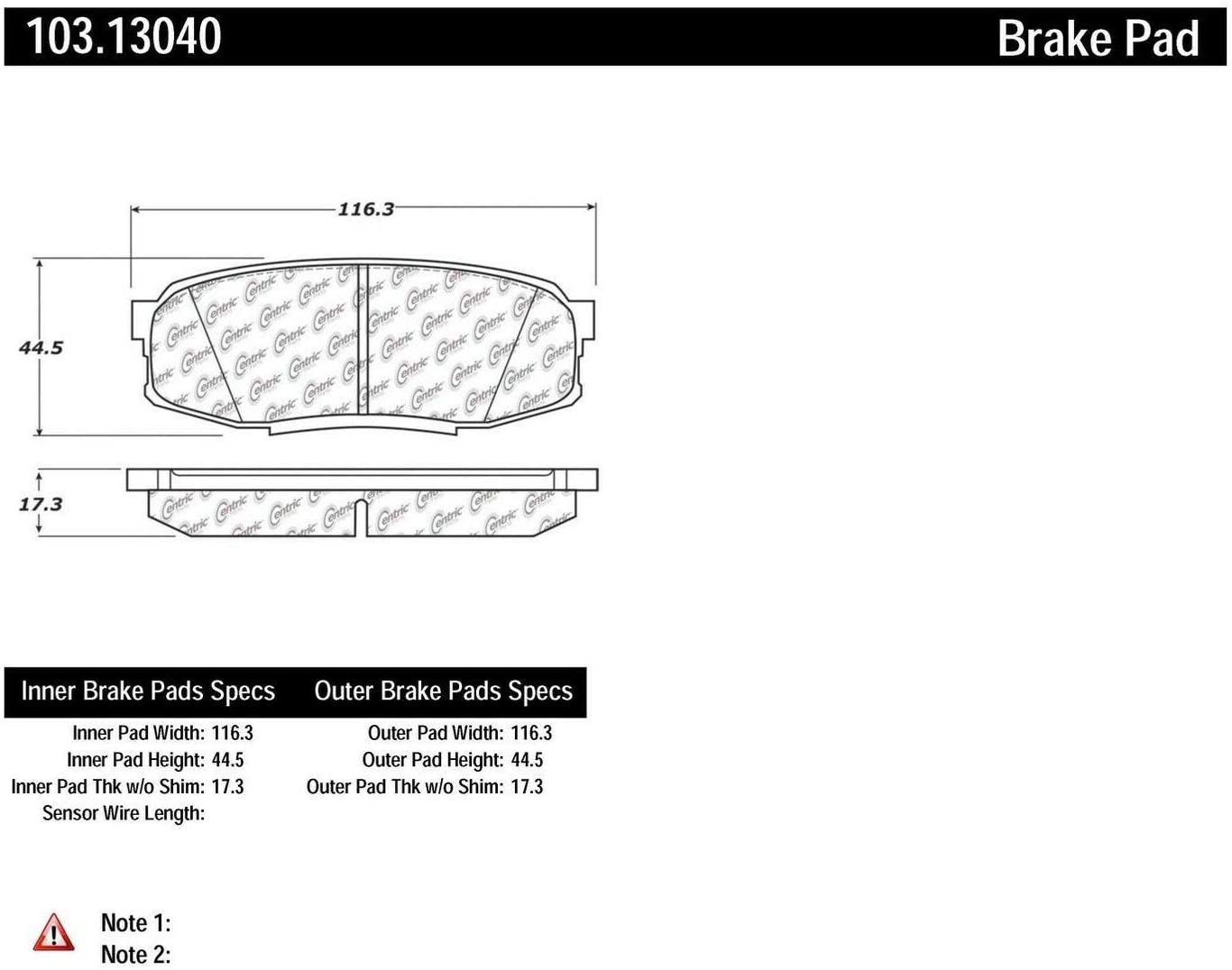 Centric (103.13040) Brake Pad, Ceramic