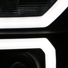 For 2007-2014 GMC Sierra 1500 2500 3500 LED [C-Tube Bar] Black Projector Headlight Driver Left + Passenger Rligh Pair