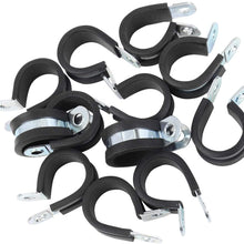 X AUTOHAUX 12pcs 16mm 0.63 Inch R Shape Automotive Galvanized Iron Cable Clamp Rubber Cushioned Insulated Clamp Metal Clamp for Tube Pipe Wire Installation