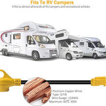 Snowy Fox RV 15Amp to 30Amp Adapter - 15Male/30Female Camper RV Electrical Adapter Power Cord with Innovative 180 Degree Bend Design Easy Ergonomic Grip Handle, 18inches,12AWG 125V/1875W