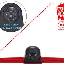 HD Third Roof Top Mount Brake Lamp Reverse Rear View Backup Camera Angle and Distance Adjustable Night Vision for V W T6 Caravelle Bus Transporter MPV SUV (Camera+Rearview Mirror)