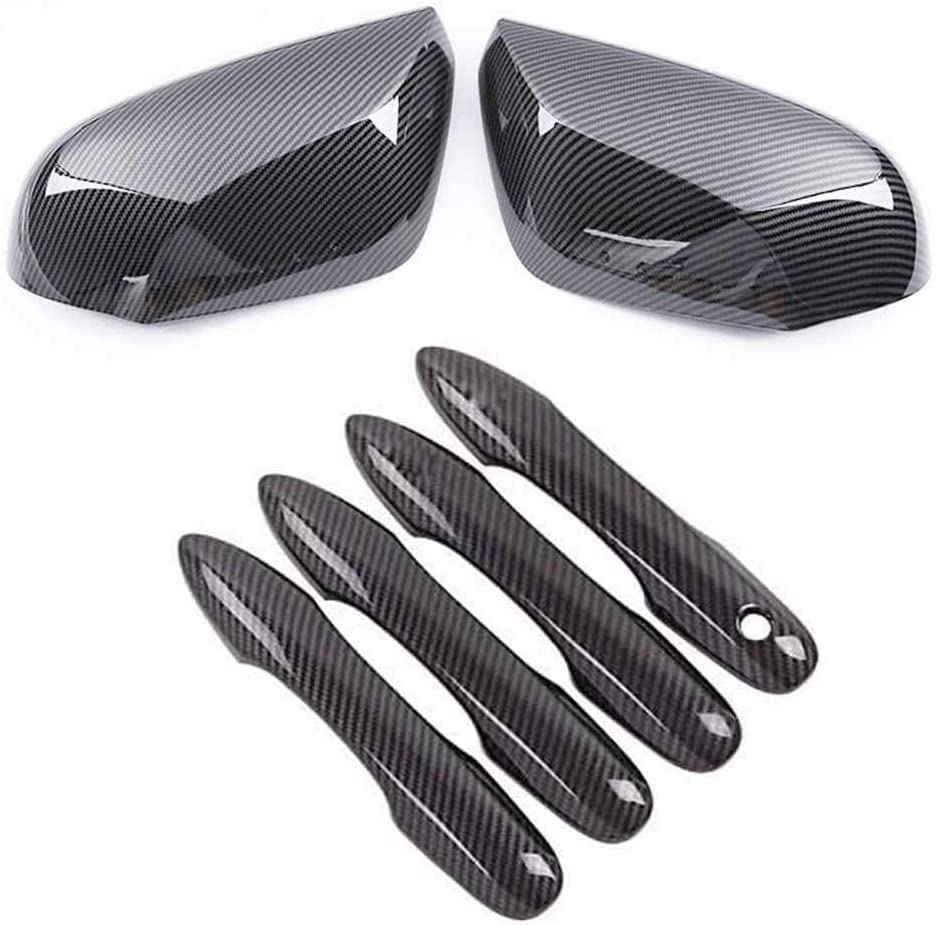 Overun Carbon Fiber Paint Door Side Mirror+Handle Cover Overlay Designed for 2018-2020 Camry