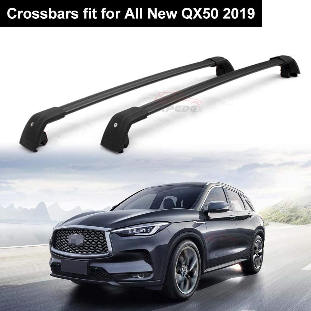 KPGDG Lockable Crossbars Fit for Infiniti QX50 2018 2019 Baggage Roof Rack Rail Cross Bar - Black