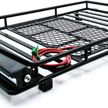 Car Roof Luggage Rack, Universal Black Roof Rack Cargo with LED Spotlight, Metal Carrier Basket SUV Storage, Car Top Luggage Holder Carrier Basket, for Wrangler Axial