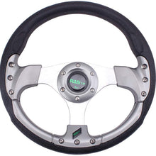 RASTP Universal Racing Steering Wheel 12.5”/320mm 15 Bolts Grip Vinyl Leather & Aluminum with Horn Button for Car Boat Truck Yacht-Silver
