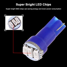 10 Pack T5 73 Wedge 3-3014SMD Instrument Gauge Dash Light LED Bulbs (Blue)