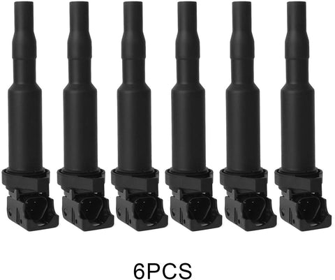 Ignition Coil Pack Set of 6 Replaces OE# 0221504470 for BMW 325i 325Ci 328i 330Ci 335i 525i 528i 530i 535i 545i 745Li X3 X5 M5 M6 Z4 128i 135i And More