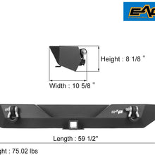 E-Autogrilles JTJRB004 EAG Rear Bumper With 2" Hitch Receiver & 2 D-ring Black Textured Off Road for 87-06 Jeep Wrangler TJ YJ