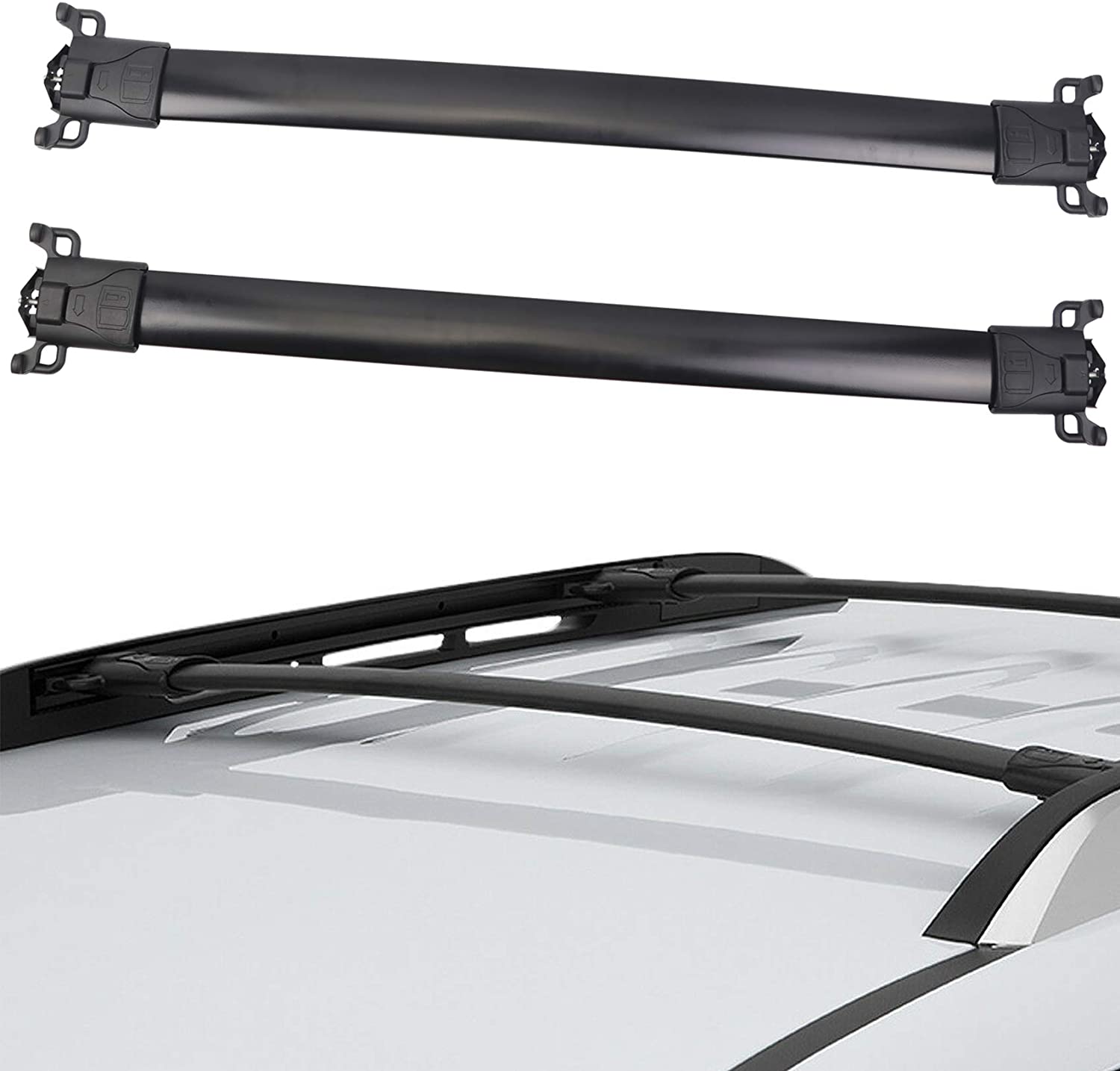 JUEDIMA Black Roof Rack Crossbars Replacement for 2010 2011 2012 2013 2014 2015 2016 2017 Chevy Equinox | GMC Terrain,Rooftop Luggage Crossbars