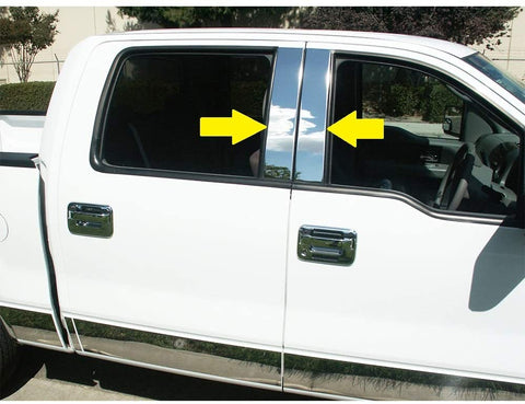 Sizver Polished Stainless Steel Pillar Posts Accent Covers for 2004-2014 F-150 ^Super/SuperCrew Cab^