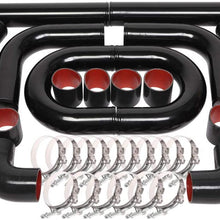 SUNROAD Universal 3" Inch Aluminum Intercooler Piping U-Pipe Kit & Coupler & T-Bolt Black