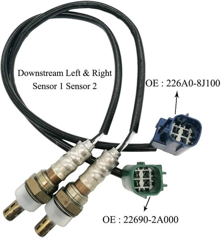 Automotive-leader 2Pcs 226A0-8J100 22690-2A000 Downstream Left Right Oxygen O2 Sensor 1 Sensor 2 for Nissan 2002-2005 Altima 2003-2005 Murano 3.5L V6 2005-2006 Infiniti G35 Nissan 350Z 3.5L V6