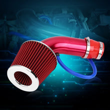 Qiilu 76mm 3 Inch Universal Car Cold Air Intake Filter Aluminum Induction Hose Pipe Kit (Red)