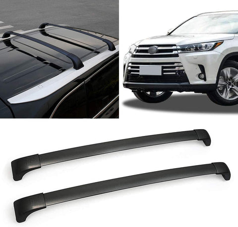 Black Aluminum Roof Rack Cross Bars Replacement for 2015-2018 Highlander Top Side Rail Cargo Carries