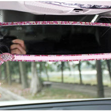 LuckySHD Car Rear View Mirror with Crystal Diamond Butterfly - Pink