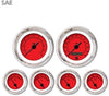 Aurora Instruments 1471 Rider Red SAE 6-Gauge Set (Black Vintage Needles, Chrome Trim Rings, Style Kit Installed)