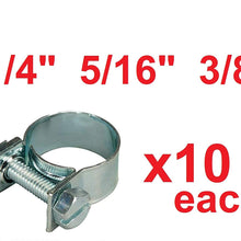 30pcs - 1/4" 5/16" 3/8" Fuel Injection Gas Line Hose Clamps Clip Pipe Clamp Assortment Kit Perfect for Automotive, Agriculture, Plant & Construction