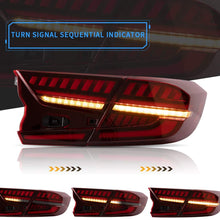 VLAND Led Tail Lights Compatible with Honda Accord 10th Gen 2018-2020 Rear Lamps w/ Scanning Dynamic Animation Breathing DRL, w/Sequential, Smoked/Tinted, Pair 4Pcs