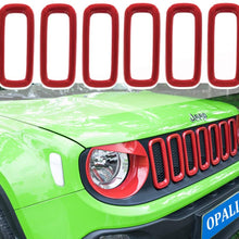 Opall Front Grill Grille Inserts ABS Grill Guard Cover Trim for Jeep Renegade 2015 2016 2017 2018(Red 7PCS)…