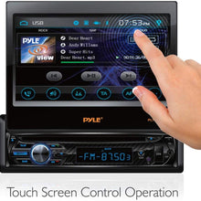 Single DIN Head Unit Receiver - in-Dash Car Stereo with 7” Multi-Color Touchscreen Display - Audio Video System with Bluetooth for Wireless Music Streaming & Hands-Free Calling - Pyle PLTS78DUB