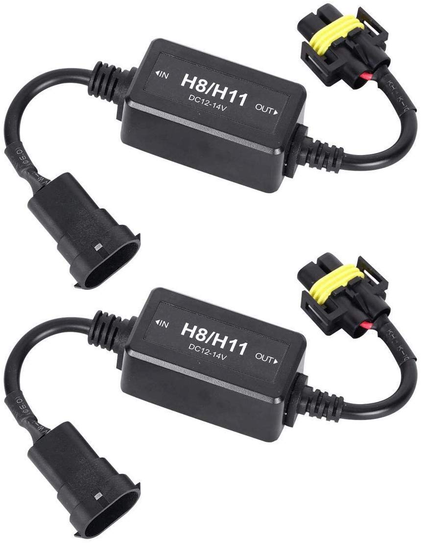 IRONWALLS H11 LED Healight Canbus Wiring Harness Anti-flicker Adapter Resistor Decoder Canceller Warning Error