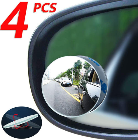 Car Blind spot Mirror 4pcs, Convex Mirror, Round Frameless HD Wide-Angle Glass Rearview Mirror, 360 ° Swing Adjustment, Suitable for All Cars, SUV and Trucks