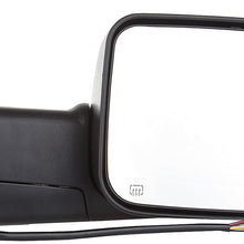 QUALINSIST Tow Mirrors Fit for 2009-2010 Dodge Ram 1500 2011-2016 Ram 1500 2500 3500 Towing Mirrors With Power Adjusted Heated Turn Signal Puddle Light Black Housing 2PCS LH and RH Side