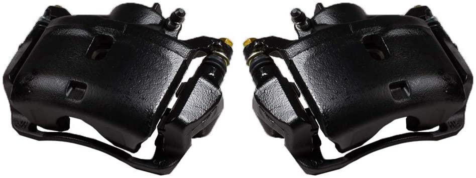 Callahan CCK05360 [2]FRONT Premium Semi-Loaded Black Brake Caliper Pair + Clips [fit Acura ILX Honda Accord Civic CR-Z]