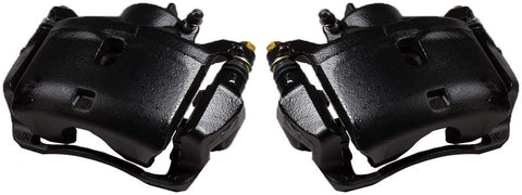 Callahan CCK05360 [2]FRONT Premium Semi-Loaded Black Brake Caliper Pair + Clips [fit Acura ILX Honda Accord Civic CR-Z]