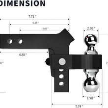 oEdRo Adjustable Trailer Hitch Ball Mount/Forged Aluminum Shank, 2" Receiver/6" Drop 2" & 2-5/16" Combo Tow Balls w/Double Pin Key Locks, 12500 lbs, Anodized Black