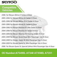 SCITOO Engine Motor Set 4PCS A7349EL A7348 A7358EL A7351 Compatible with for N-ISSAN Maxima 2004-2006 Altima 2005-2006 Quest 2004-2009 3.5L