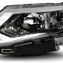 VIPMOTOZ Driver Side Chrome Housing OE-Style Left Halogen Projector Headlight LED DRL Headlamp Assembly Replacement For 2017-2020 Nissan Rogue
