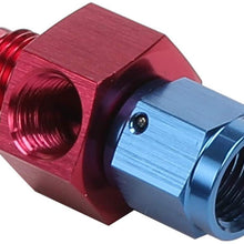 Aluminum -8 AN Male Flare to -8 AN Female Swivel with 1/8" NPT Sensor Gauge/Gage Port Fitting, Pressure Take Off, Black