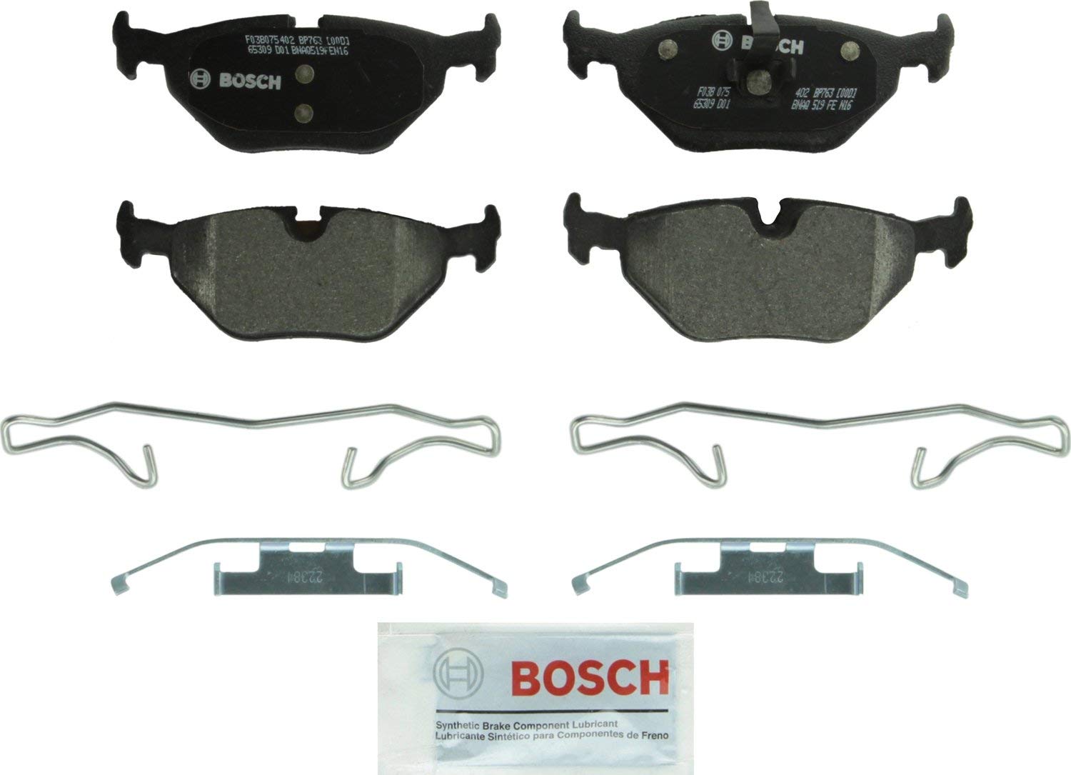 Bosch BP763 QuietCast Premium Semi-Metallic Disc Brake Pad Set For BMW: 1997 318i, 1997-99 318is, 2006 323i, 2003-06 325Ci, 2003-05 325i, 2003-05 325xi, 2003-07 Z4; Saab: 2000-11 9-5; Rear