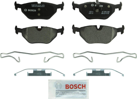 Bosch BP763 QuietCast Premium Semi-Metallic Disc Brake Pad Set For BMW: 1997 318i, 1997-99 318is, 2006 323i, 2003-06 325Ci, 2003-05 325i, 2003-05 325xi, 2003-07 Z4; Saab: 2000-11 9-5; Rear