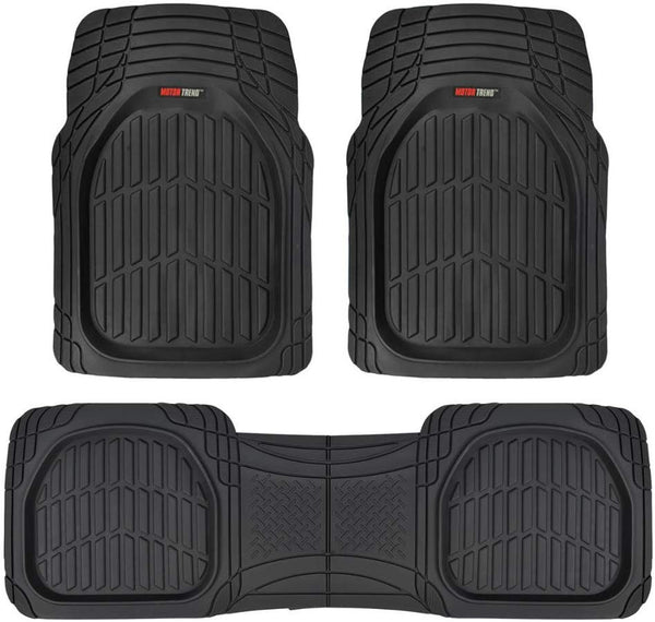 Motor Trend MT-923-BK Black FlexTough Contour Liners-Deep Dish Heavy Duty Rubber Floor Mats for Car SUV Truck & Van-All Weather Protection