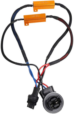uxcell 2pcs 3157 LED Turn Signal Light Anti Flicker Resistor Canceller Decoder 50W DC 12V 8R