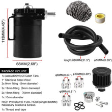 Ruien Universal 350ml Oil Catch Can Tank with Breather Aluminum Compact Dual Cylinder Polish Baffled Engine Air Oil Separator Tank Reservoir Kit Black