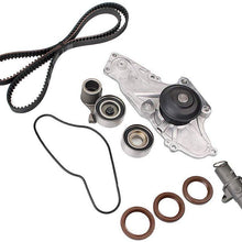 Engine Timing Belt Kit with Water Pump for 2003-2017 Honda Accord Crosstour Pilot Odyssey Ridgeline Acura MDX RDX RL TL TSX ZDX Replace # TCKWP329 TKH-002 TKH002