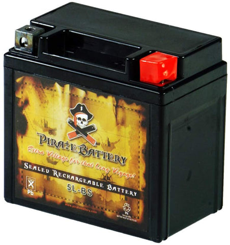 YTX5L-BS Replacement Motorcycle Battery - Rechargeable High Performance - AGM - Sealed Maintenance Free - Pirate Battery