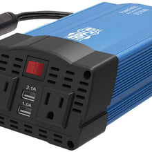 Tripp Lite 200W Car Power Inverter with 2 Outlets & 2 USB Charging Ports, Cup Holder Design, Auto Inverter (PV200CUSB),Gray